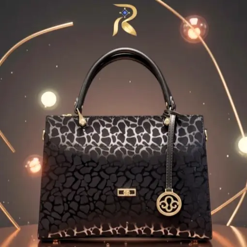 Stylish Black Patterned Handbag