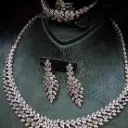 Luxury Rhodium Plated Bridal Necklace, Earrings and Tiara Set with Zircon Stones – Sparkling Wedding Jewelry Set
