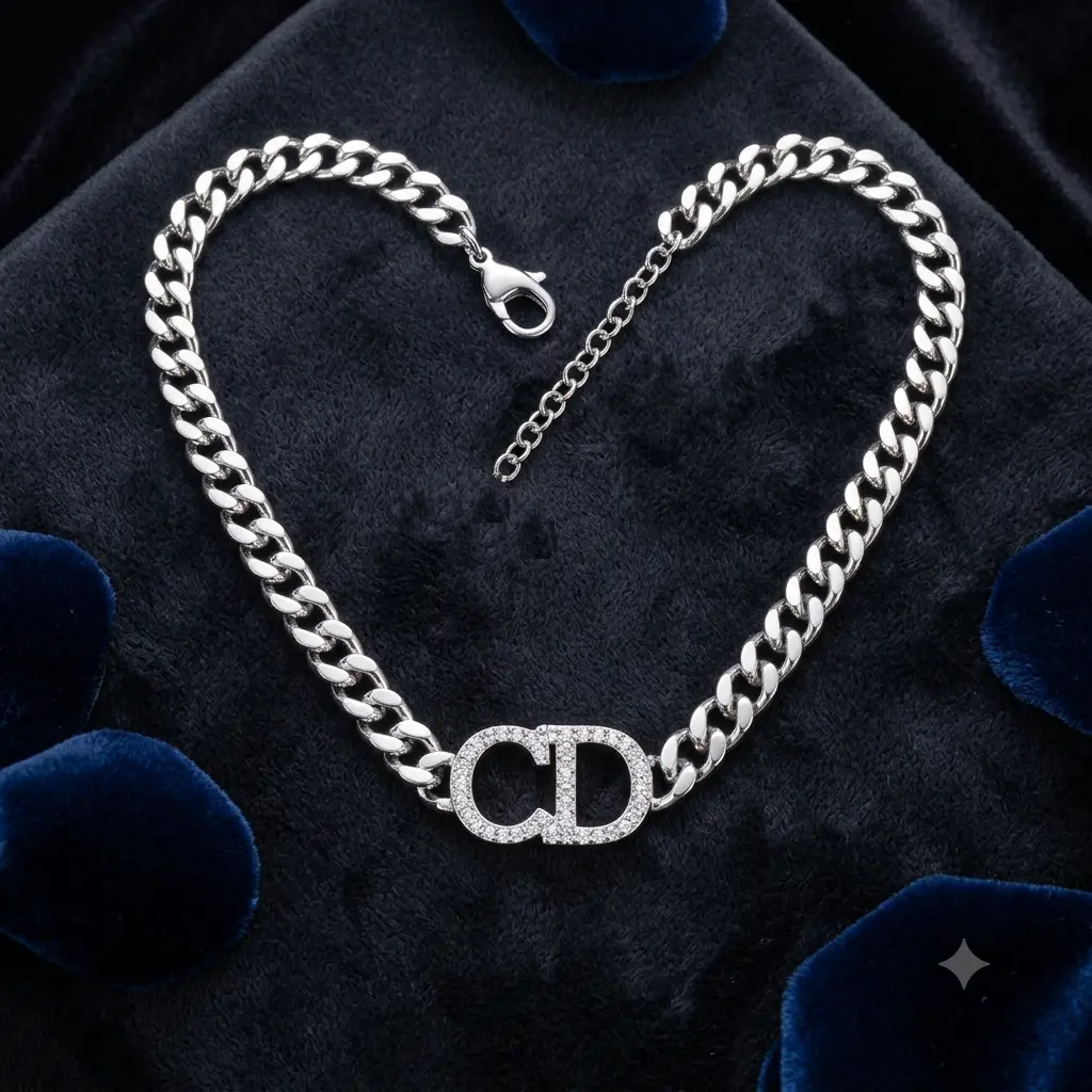 Elegant Rhodium Plated Women's Bracelet with Zircon Stones – Modern Chain Design