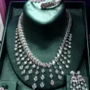Rive Sparkling Teardrop Stone Rhodium Plated Silver Set – 2-Year Warranty