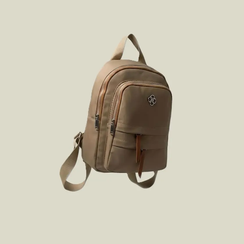 Beige Multi-Pocket Casual Women's Backpack