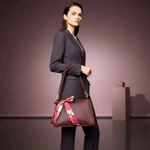 Stylish Mini Women's Bag with Burgundy Scarf Accessory – Everyday