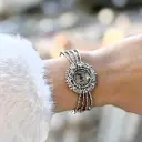 Luxury Sparkling Zircon Stone Bracelet Watch - Rhodium Plated