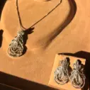 Royal Blossom Necklace & Earring Set – Leaf Zircon Stone, Rhodium Plated