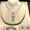 Royal 3 Flower Necklace & Earring Set – Leaf Zircon Stone, Rhodium Plated